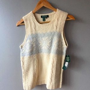Nordic Faire Isle Ralph Lauren Hand Knit  Sleeveless Christmas Sweater
